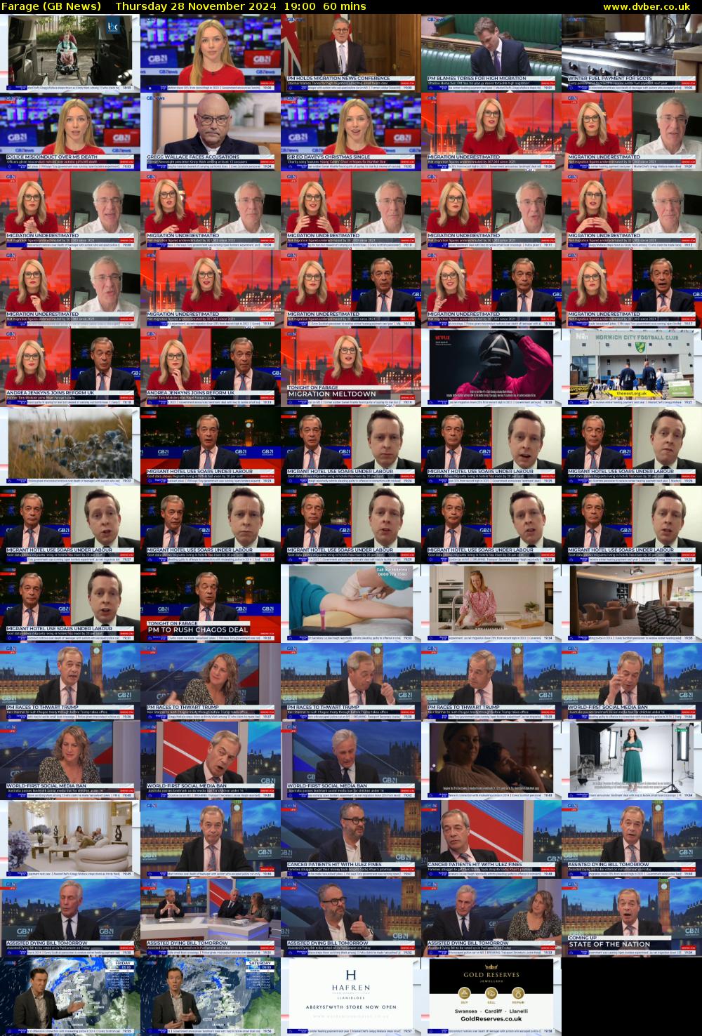 Farage (GB News) Thursday 28 November 2024 19:00 - 20:00