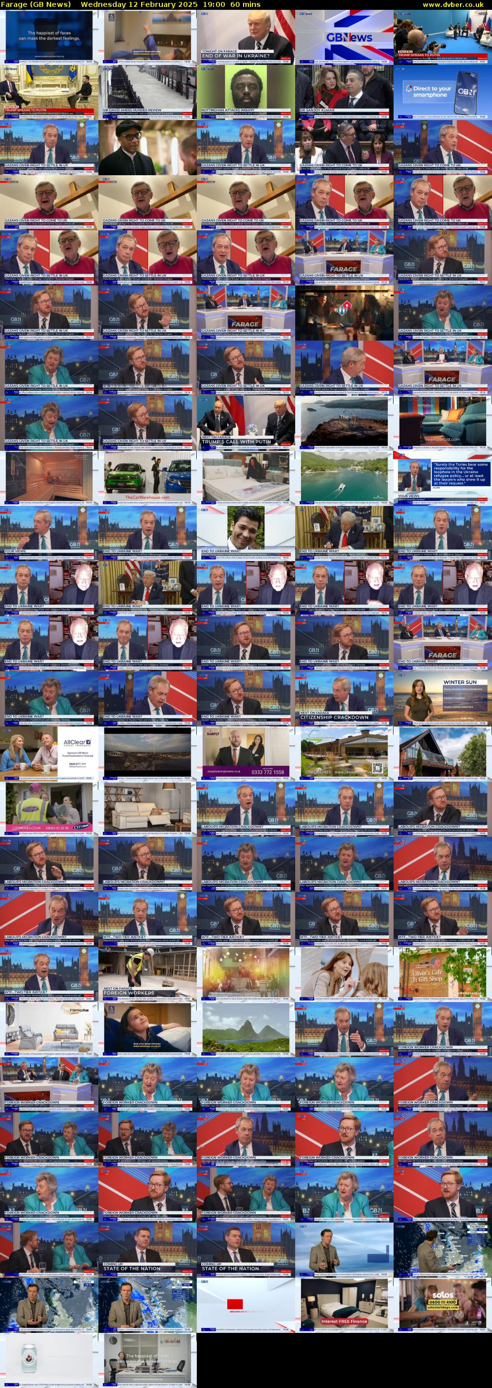Farage (GB News) Wednesday 12 February 2025 19:00 - 20:00