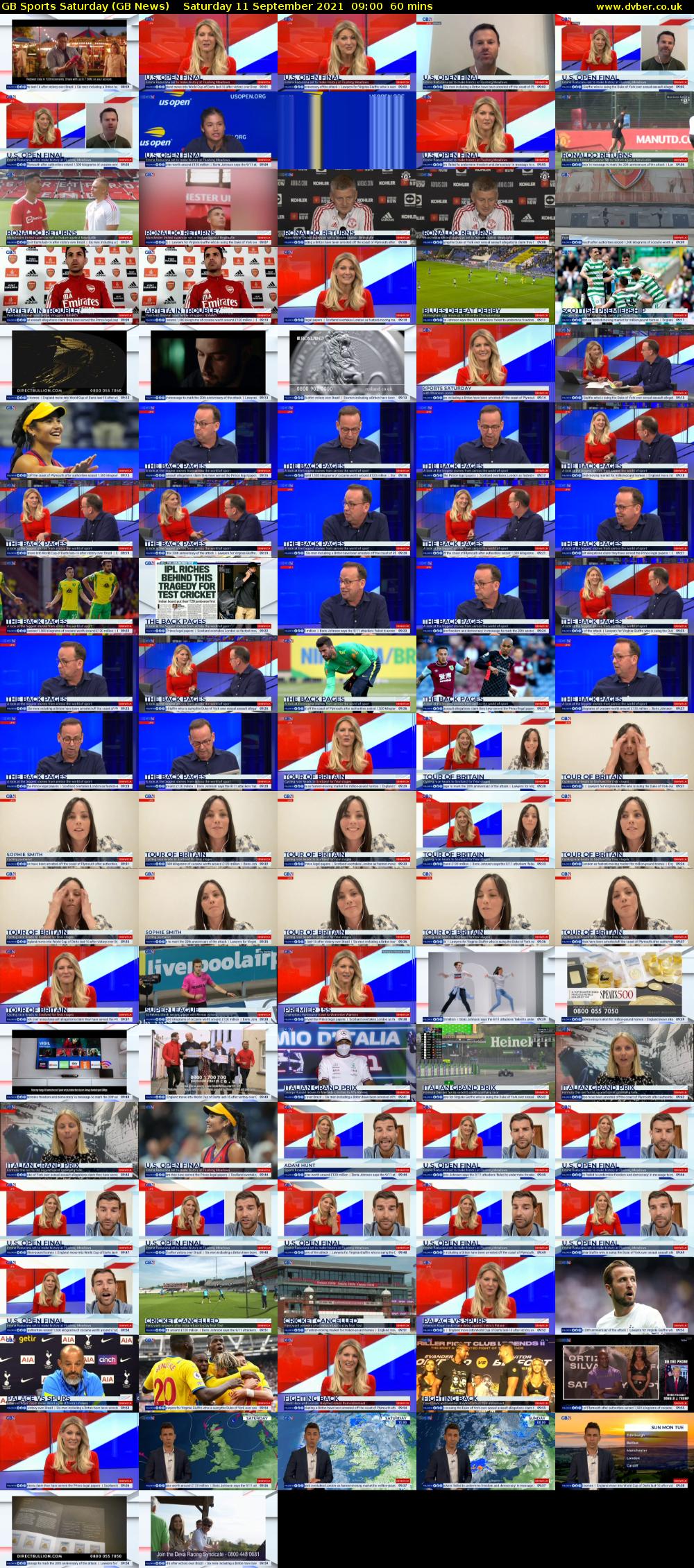 GB Sports Saturday (GB News) Saturday 11 September 2021 09:00 - 10:00