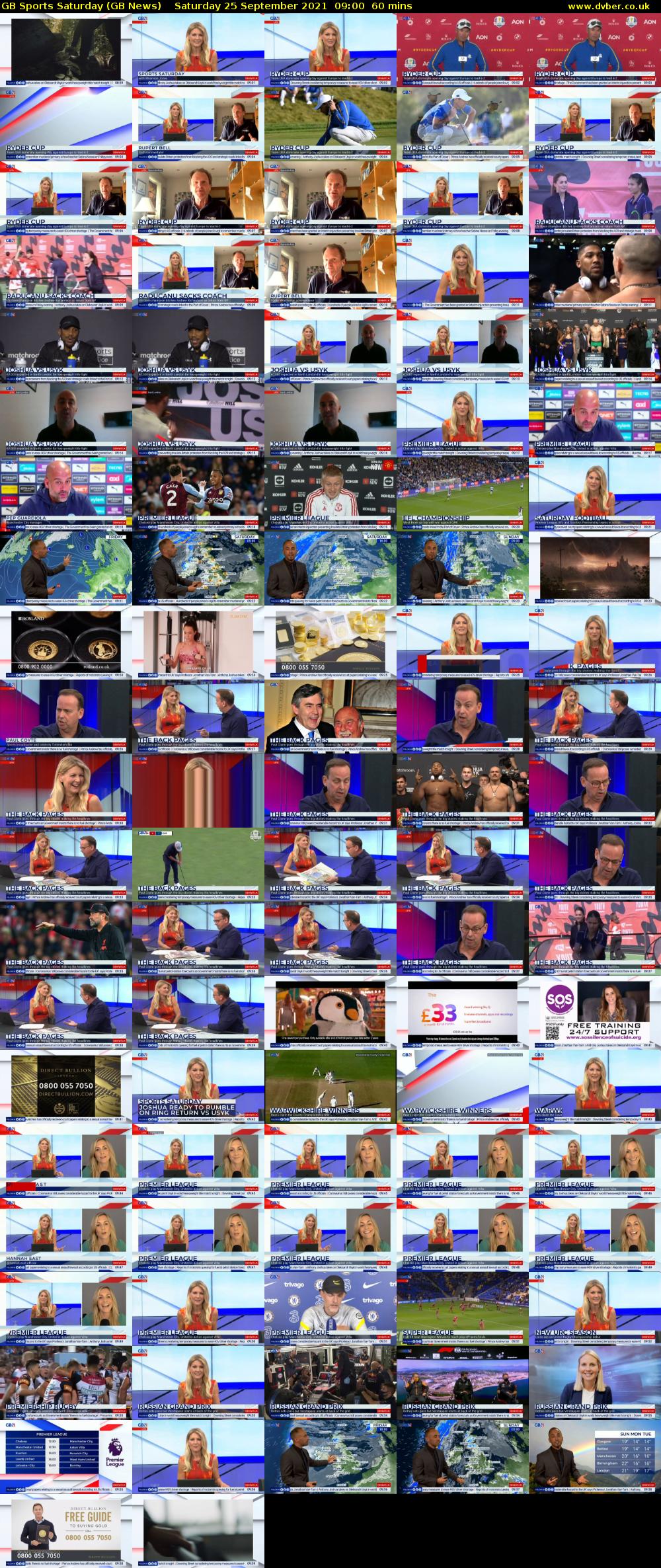 GB Sports Saturday (GB News) Saturday 25 September 2021 09:00 - 10:00