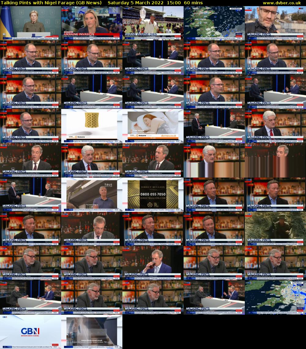 Talking Pints with Nigel Farage (GB News) Saturday 5 March 2022 15:00 - 16:00