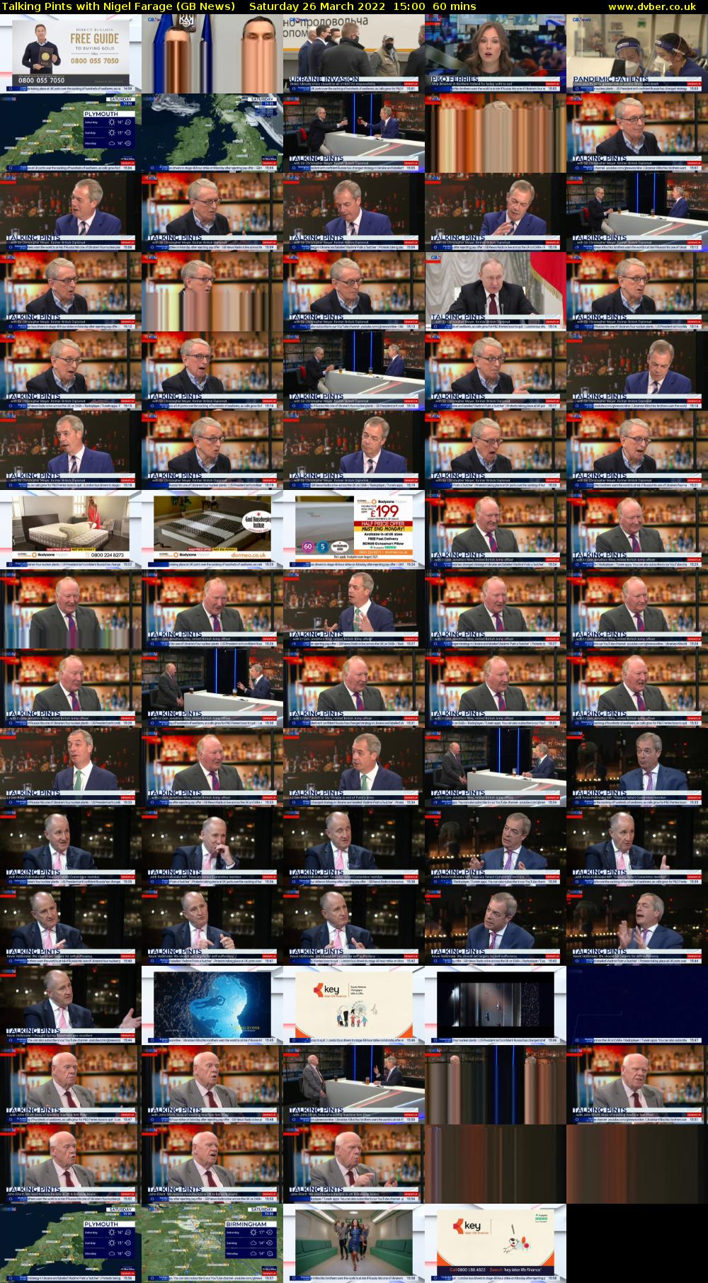 Talking Pints with Nigel Farage (GB News) Saturday 26 March 2022 15:00 - 16:00