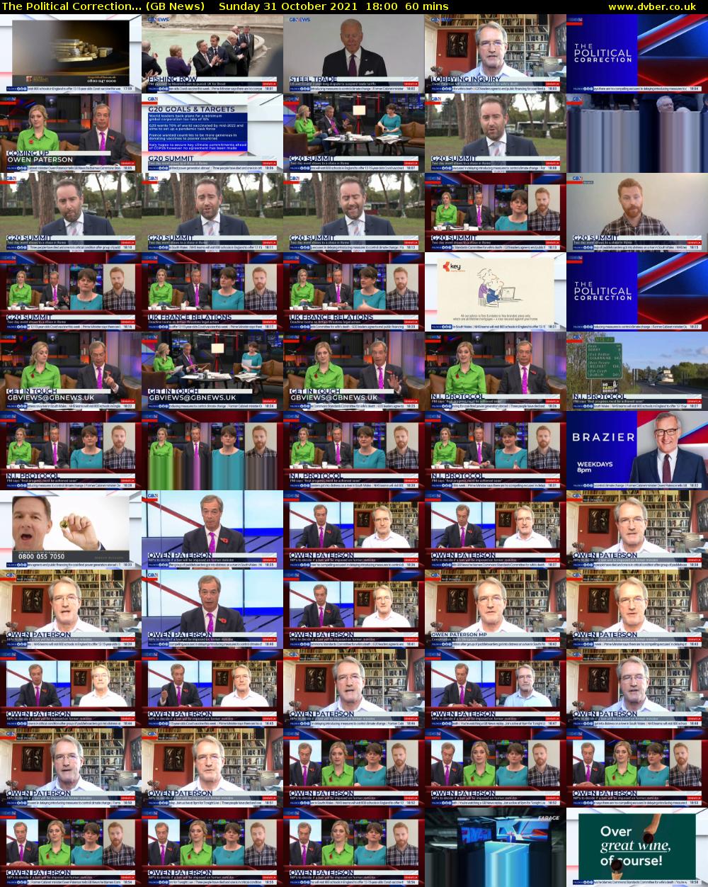 The Political Correction... (GB News) Sunday 31 October 2021 18:00 - 19:00