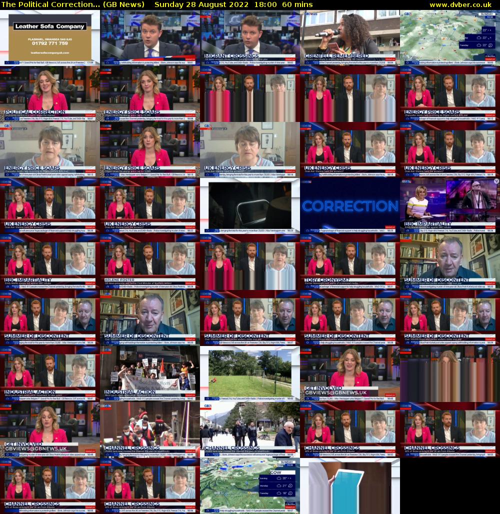 The Political Correction... (GB News) Sunday 28 August 2022 18:00 - 19:00