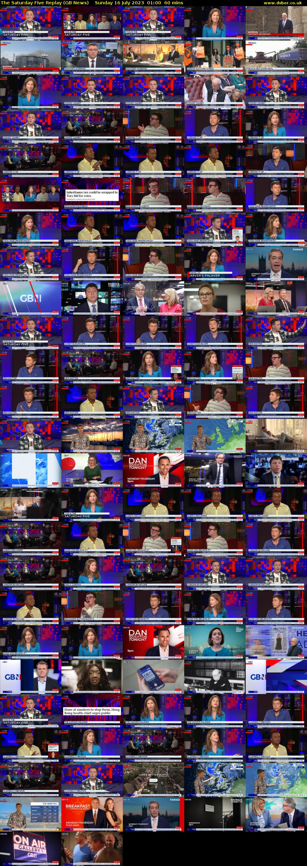 The Saturday Five Replay (GB News) Sunday 16 July 2023 01:00 - 02:00