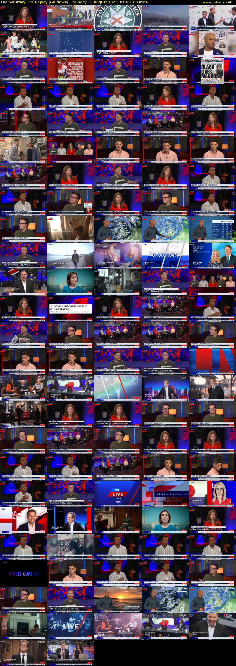 The Saturday Five Replay (GB News) Sunday 13 August 2023 01:00 - 02:00