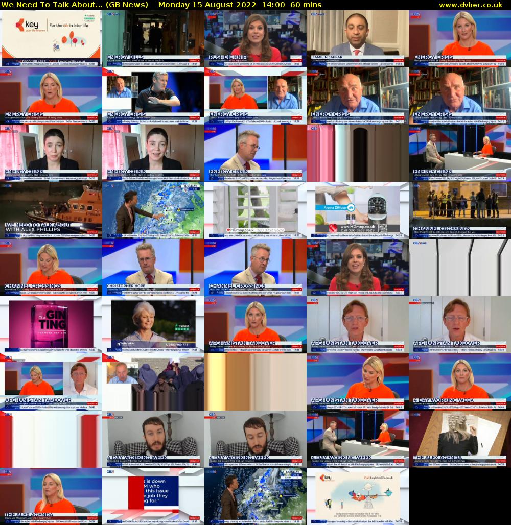 We Need To Talk About... (GB News) Monday 15 August 2022 14:00 - 15:00
