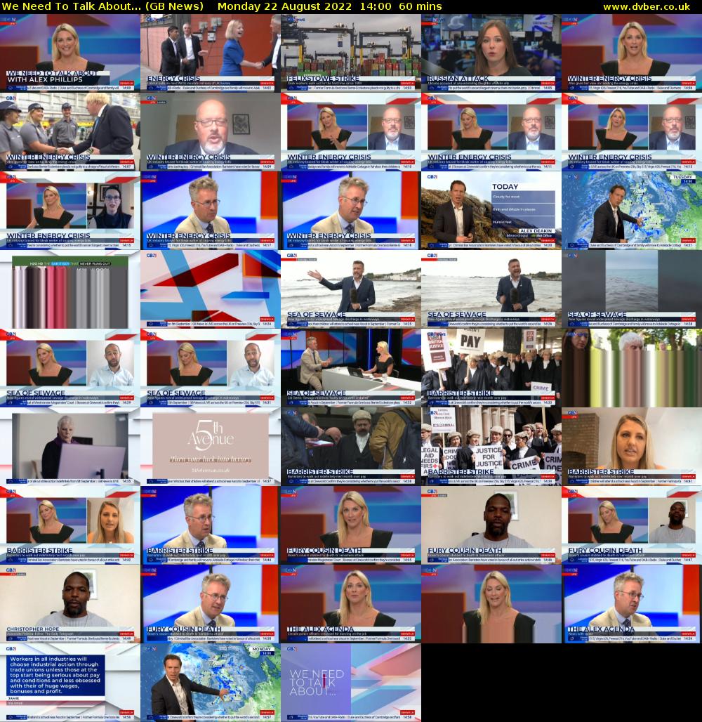We Need To Talk About... (GB News) Monday 22 August 2022 14:00 - 15:00