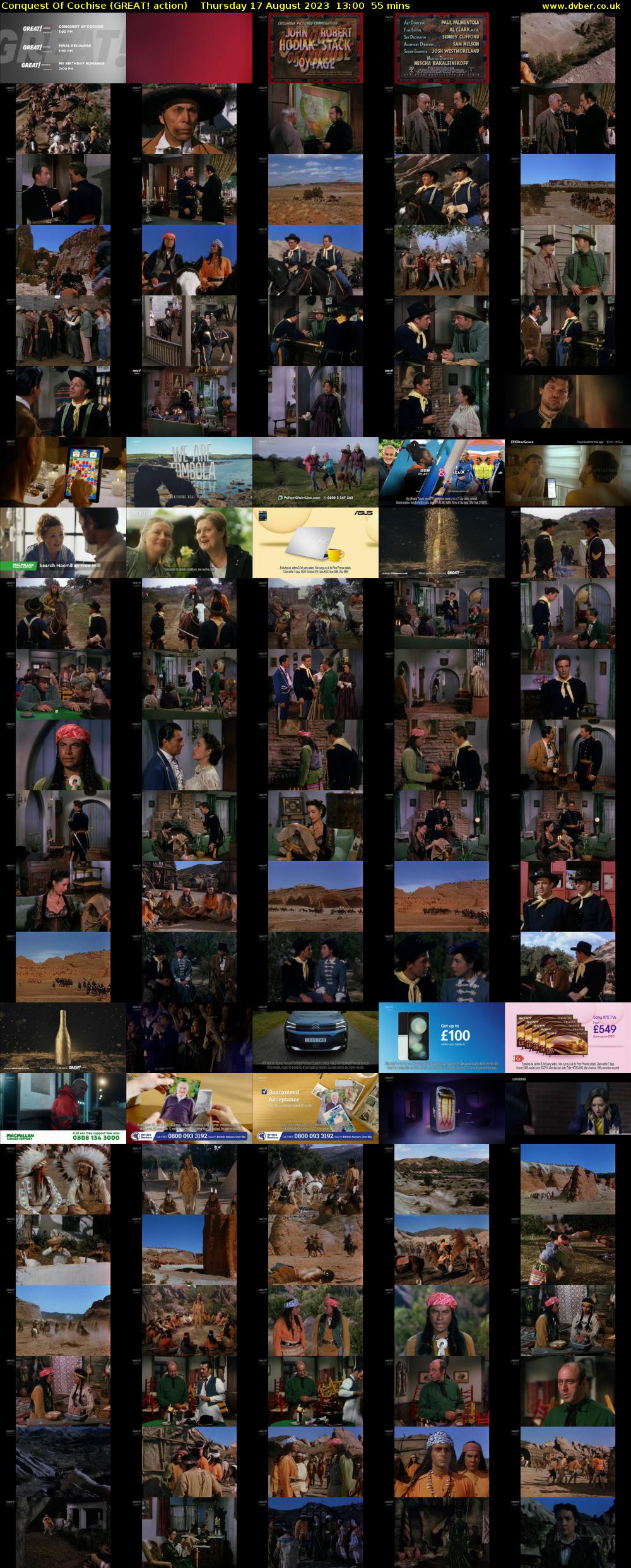 Conquest Of Cochise (GREAT! action) Thursday 17 August 2023 13:00 - 13:55