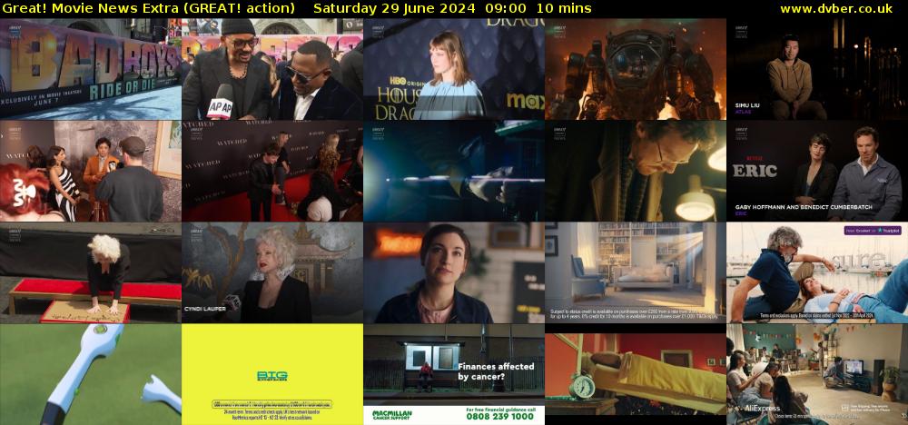 Great! Movie News Extra (GREAT! action) Saturday 29 June 2024 09:00 - 09:10