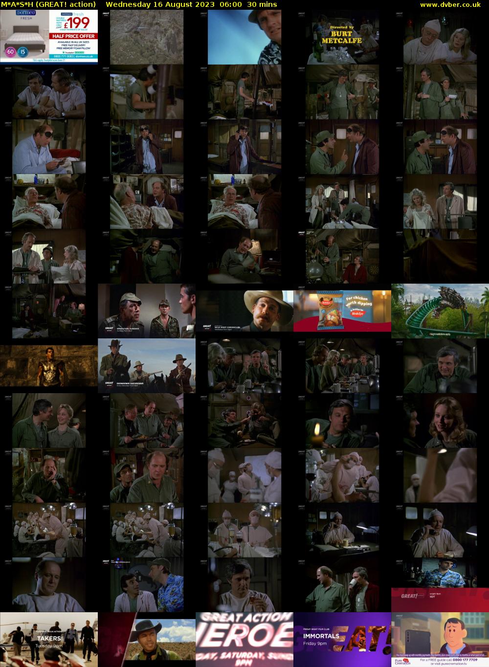 M*A*S*H (GREAT! action) Wednesday 16 August 2023 06:00 - 06:30