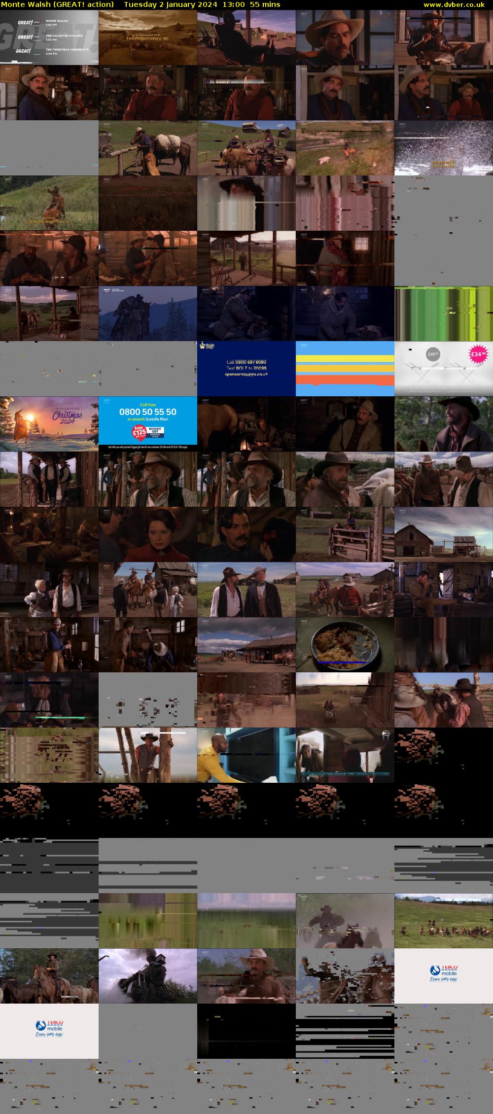 Monte Walsh (GREAT! action) Tuesday 2 January 2024 13:00 - 13:55
