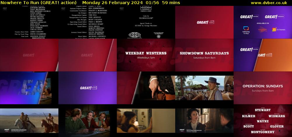 Nowhere To Run (GREAT! action) Monday 26 February 2024 01:56 - 02:55
