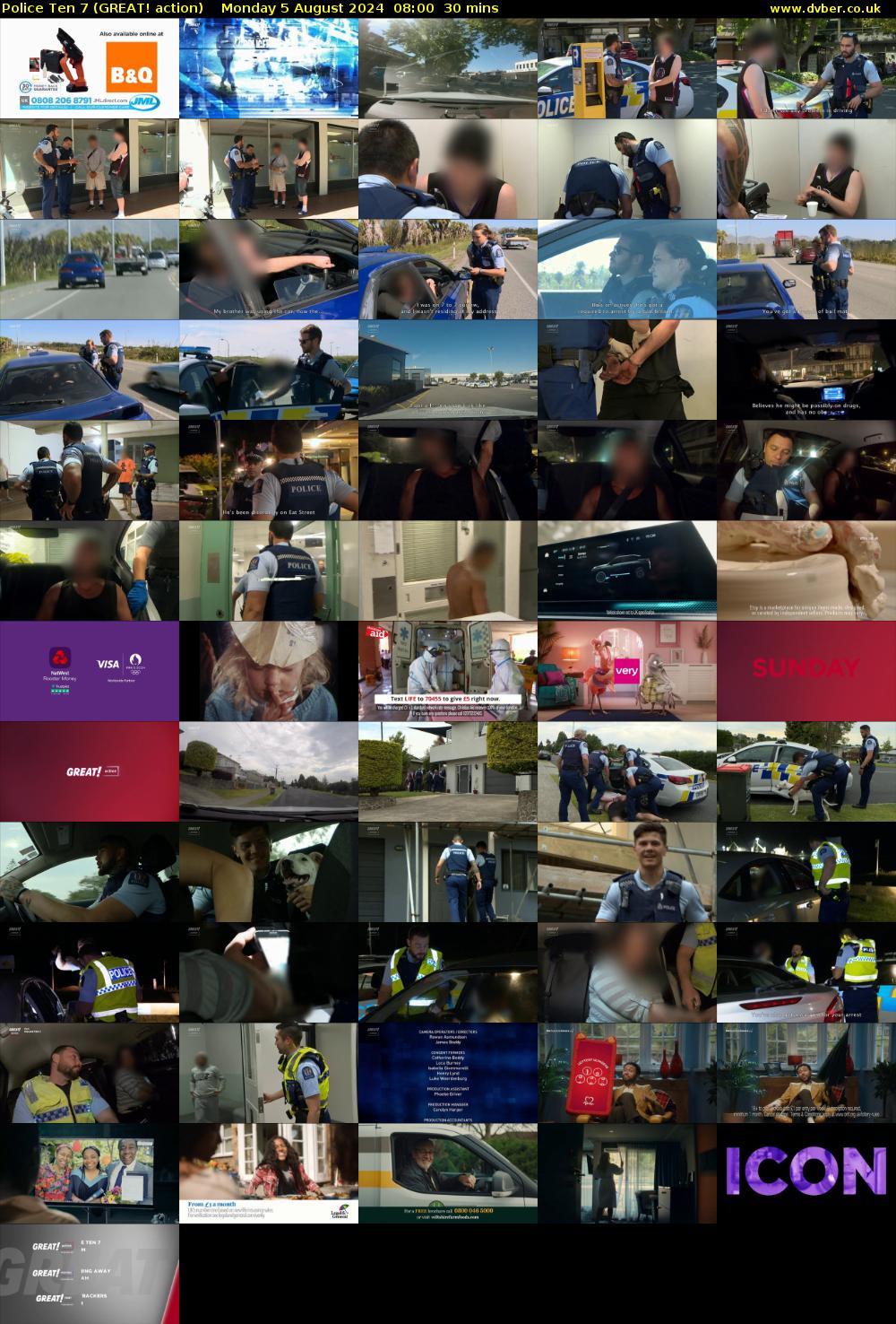 Police Ten 7 (GREAT! action) Monday 5 August 2024 08:00 - 08:30
