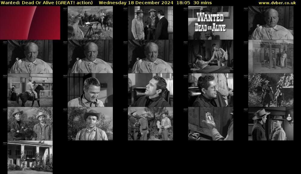 Wanted: Dead Or Alive (GREAT! action) Wednesday 18 December 2024 18:05 - 18:35