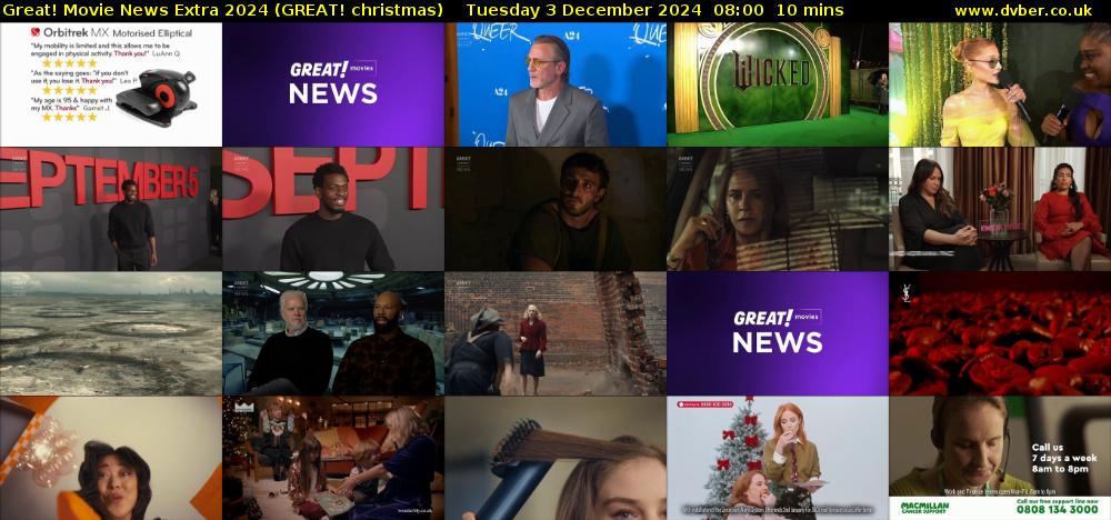 Great! Movie News Extra 2024 (GREAT! christmas) Tuesday 3 December 2024 08:00 - 08:10