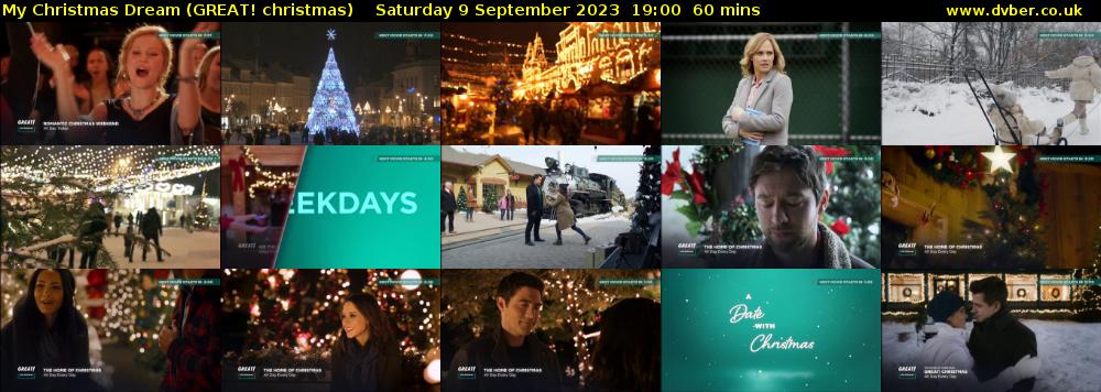 My Christmas Dream (GREAT! christmas) Saturday 9 September 2023 19:00 - 20:00