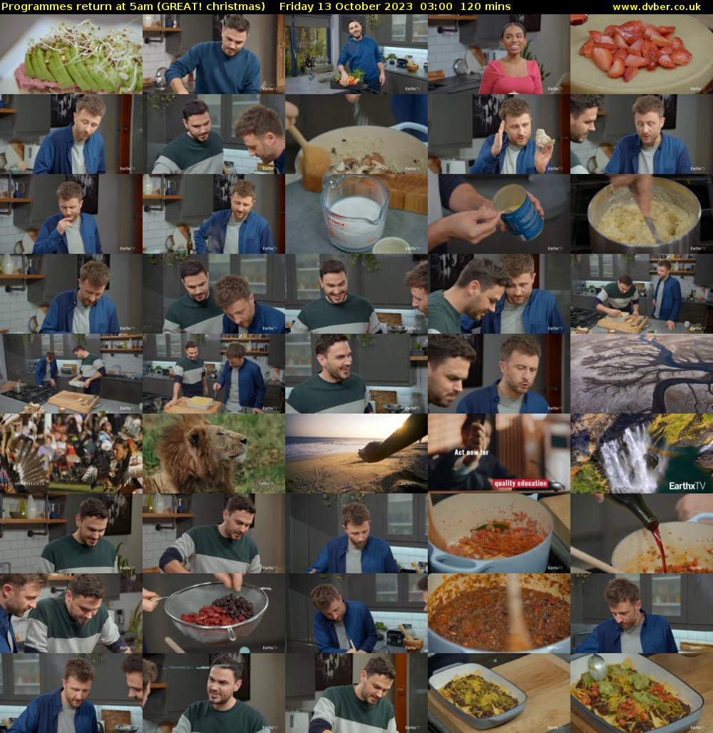 Programmes return at 5am (GREAT! christmas) Friday 13 October 2023 03:00 - 05:00