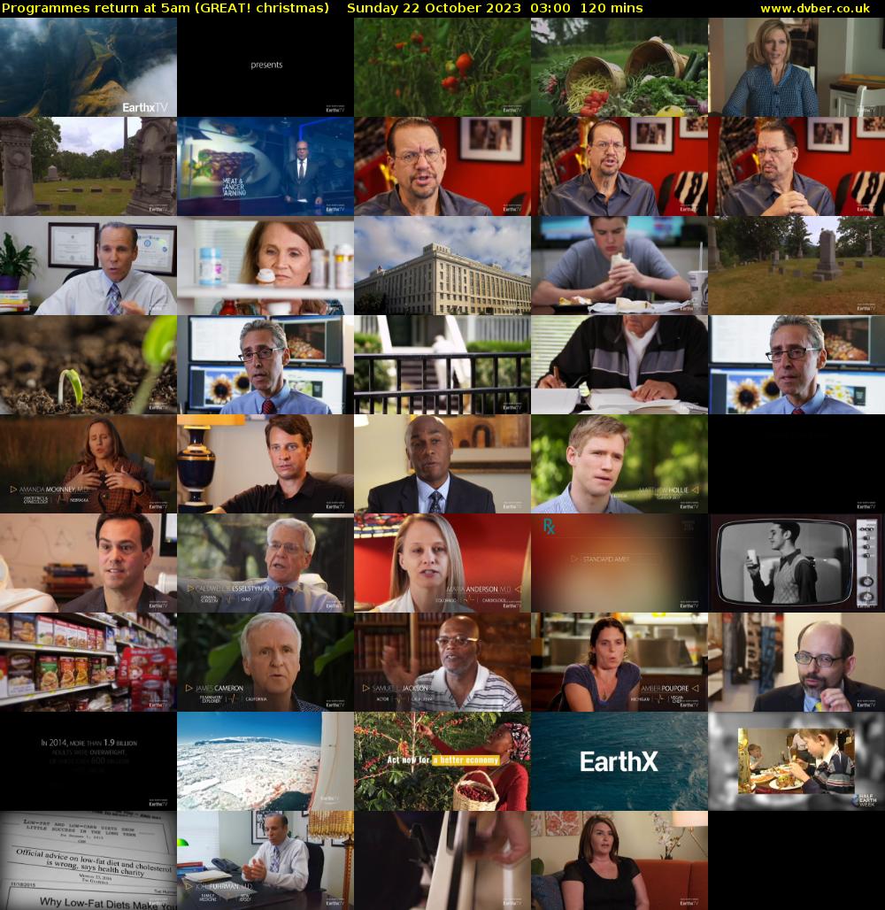 Programmes return at 5am (GREAT! christmas) Sunday 22 October 2023 03:00 - 05:00
