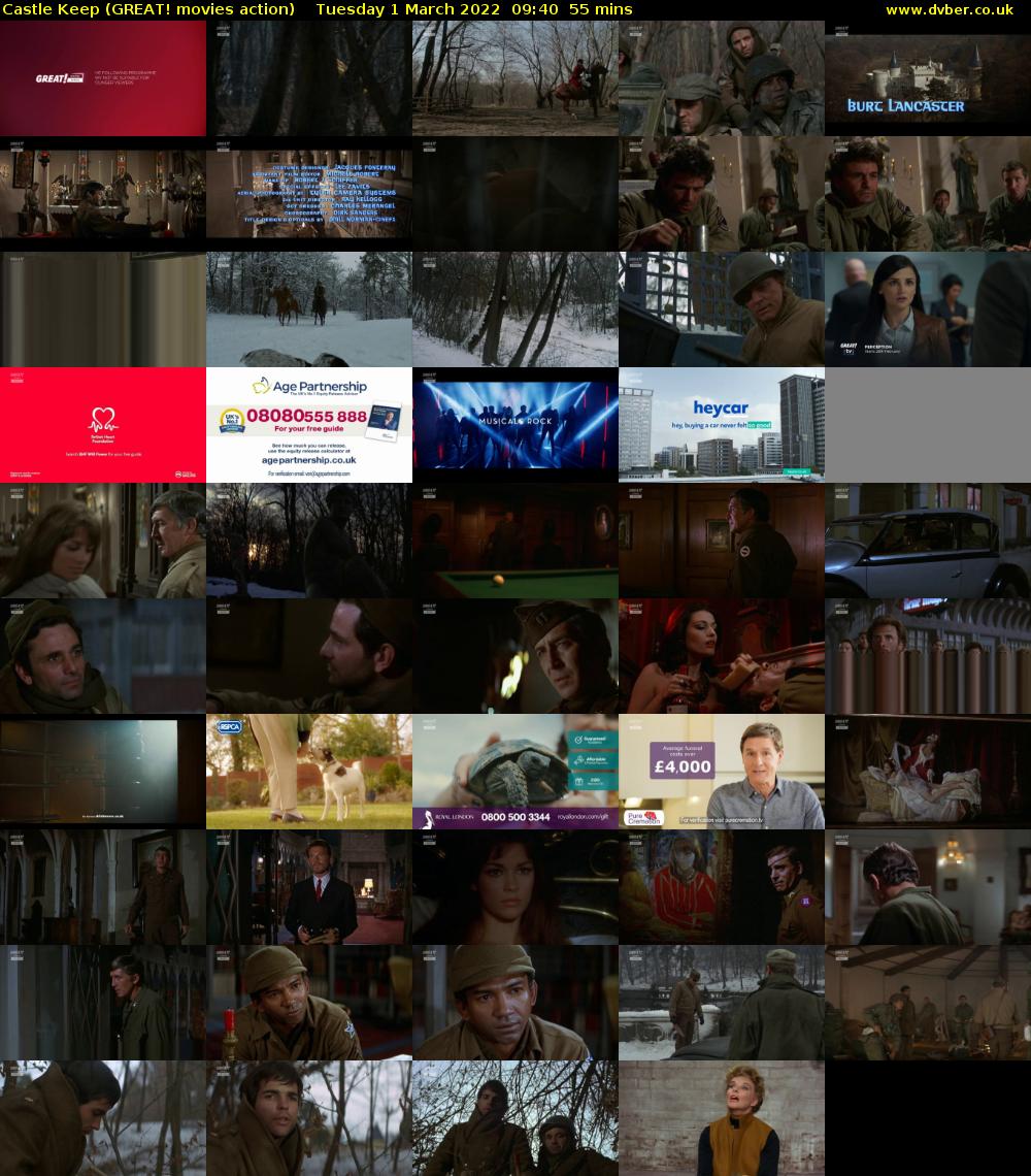 Castle Keep (GREAT! movies action) Tuesday 1 March 2022 09:40 - 10:35