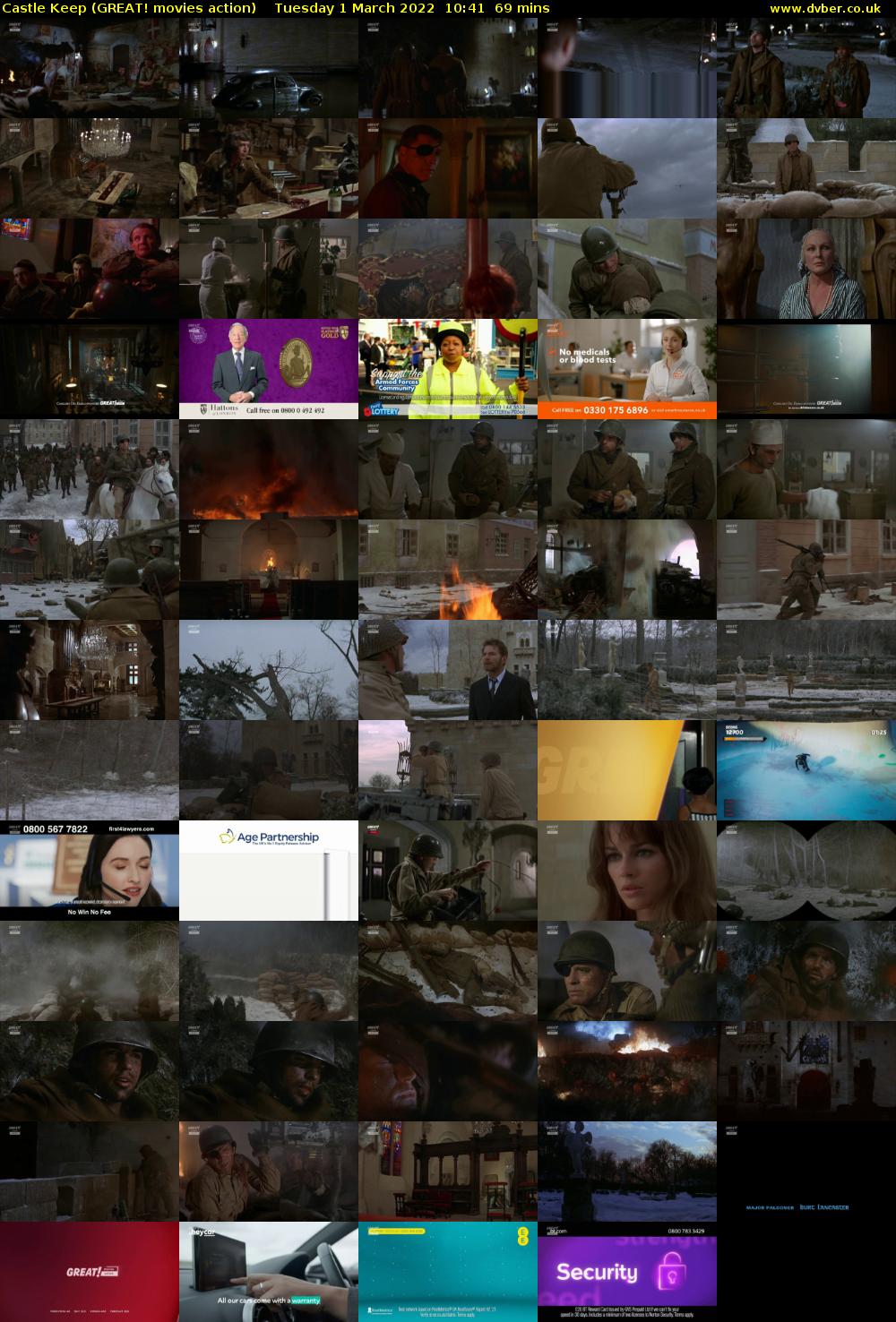 Castle Keep (GREAT! movies action) Tuesday 1 March 2022 10:41 - 11:50