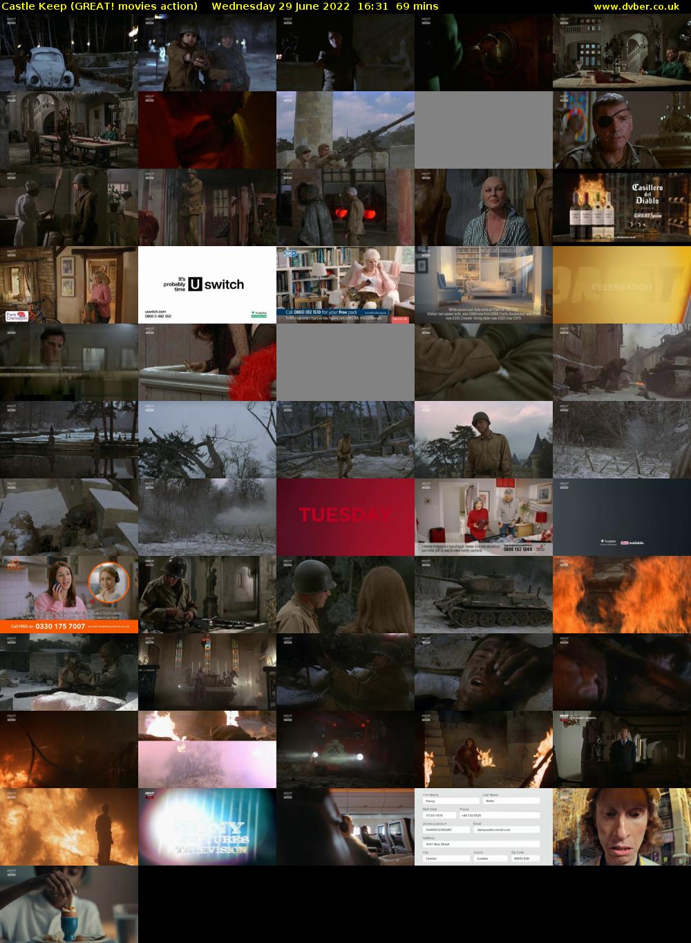 Castle Keep (GREAT! movies action) Wednesday 29 June 2022 16:31 - 17:40