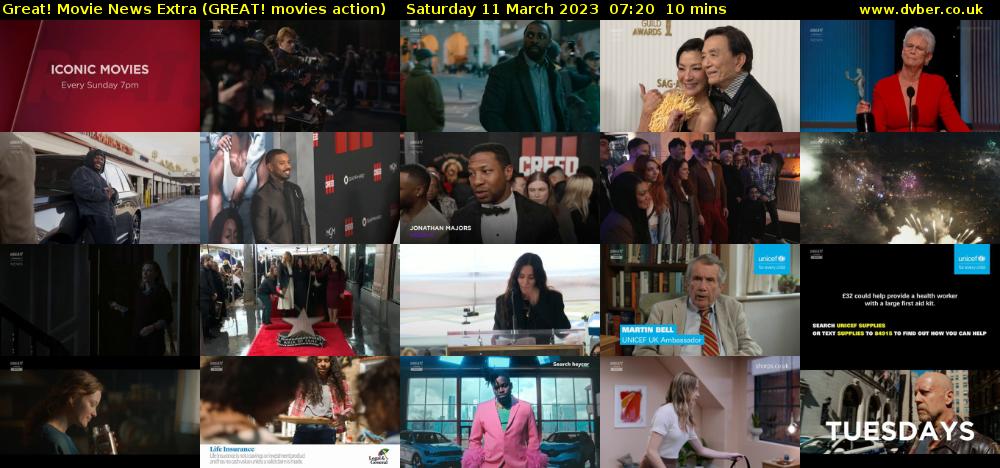 Great! Movie News Extra (GREAT! movies action) Saturday 11 March 2023 07:20 - 07:30