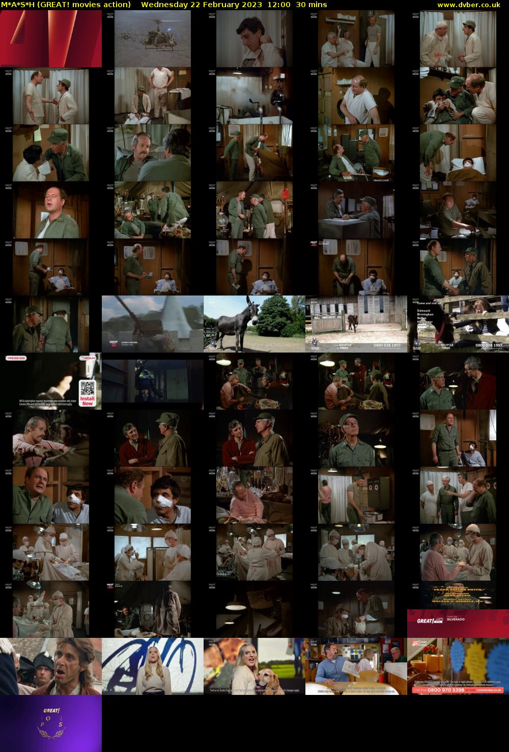 M*A*S*H (GREAT! movies action) Wednesday 22 February 2023 12:00 - 12:30