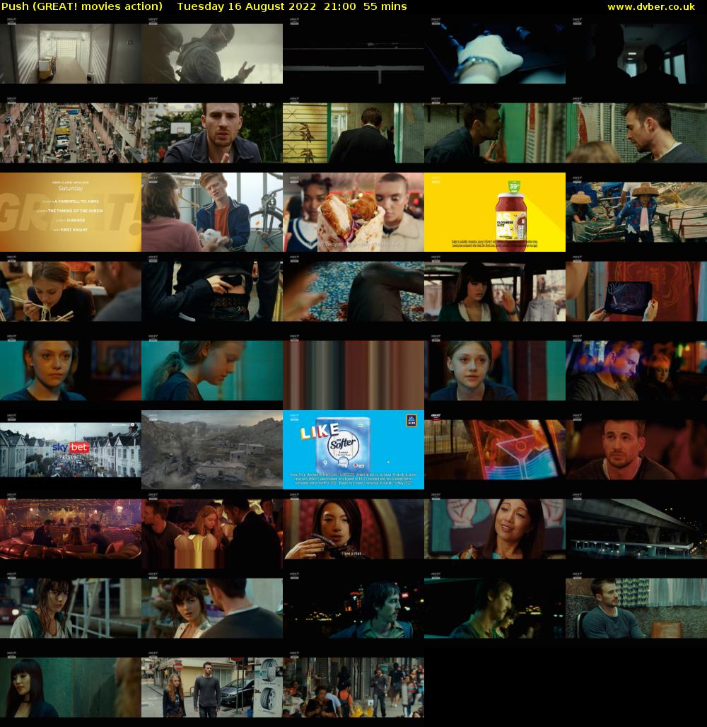 Push (GREAT! movies action) Tuesday 16 August 2022 21:00 - 21:55