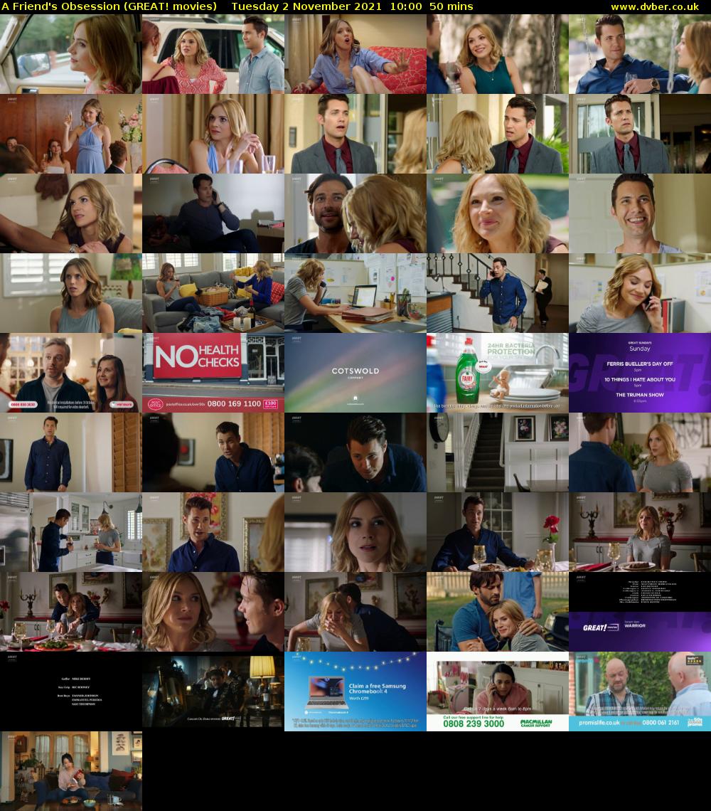 A Friend's Obsession (GREAT! movies) Tuesday 2 November 2021 10:00 - 10:50