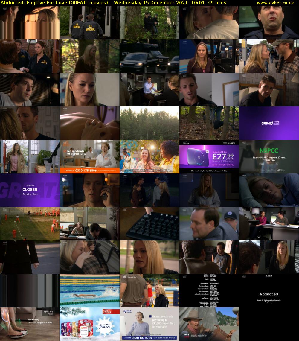 Abducted: Fugitive For Love (GREAT! movies) Wednesday 15 December 2021 10:01 - 10:50