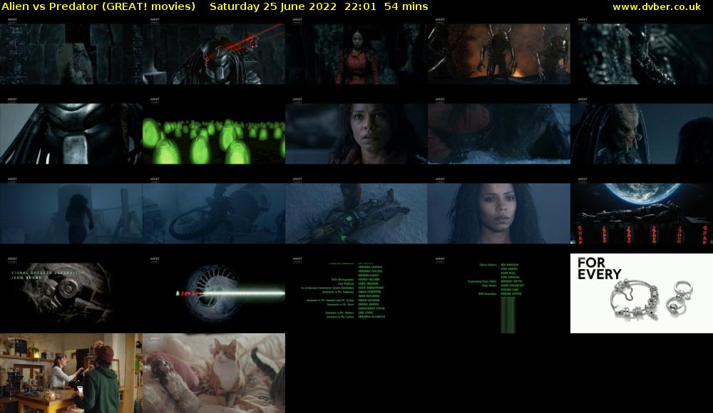 Alien vs Predator (GREAT! movies) Saturday 25 June 2022 22:01 - 22:55