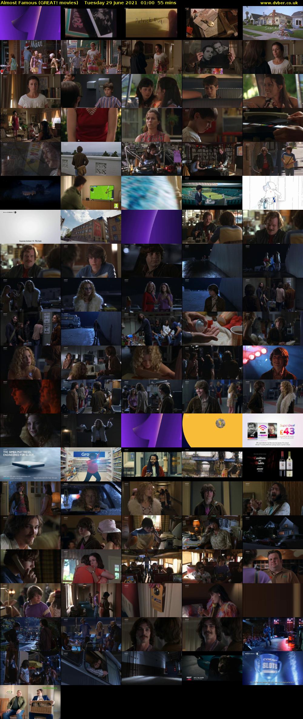 Almost Famous (GREAT! movies) Tuesday 29 June 2021 01:00 - 01:55