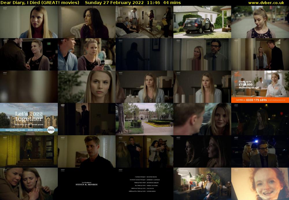 Dear Diary, I Died (GREAT! movies) Sunday 27 February 2022 11:46 - 12:30