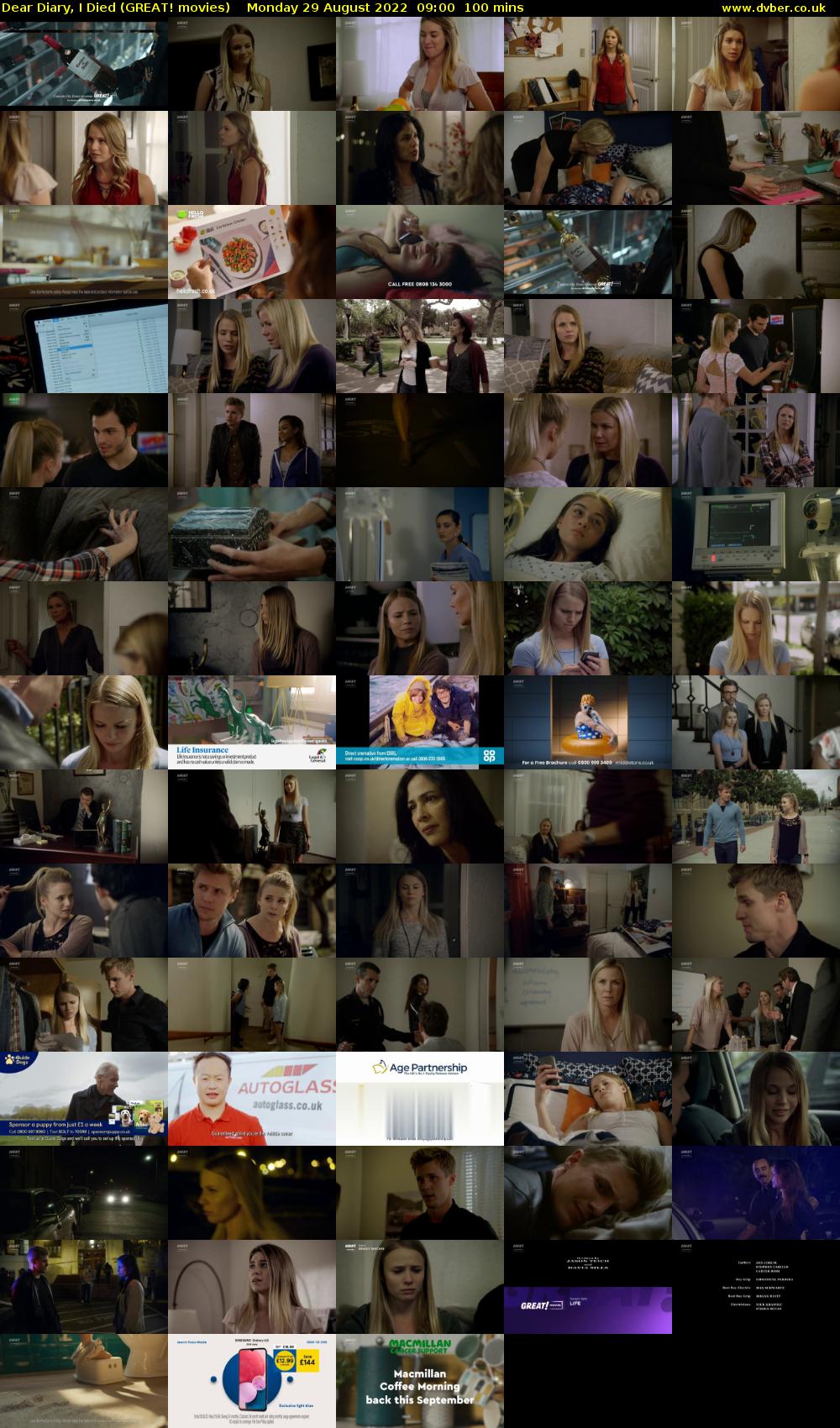 Dear Diary, I Died (GREAT! movies) Monday 29 August 2022 09:00 - 10:40