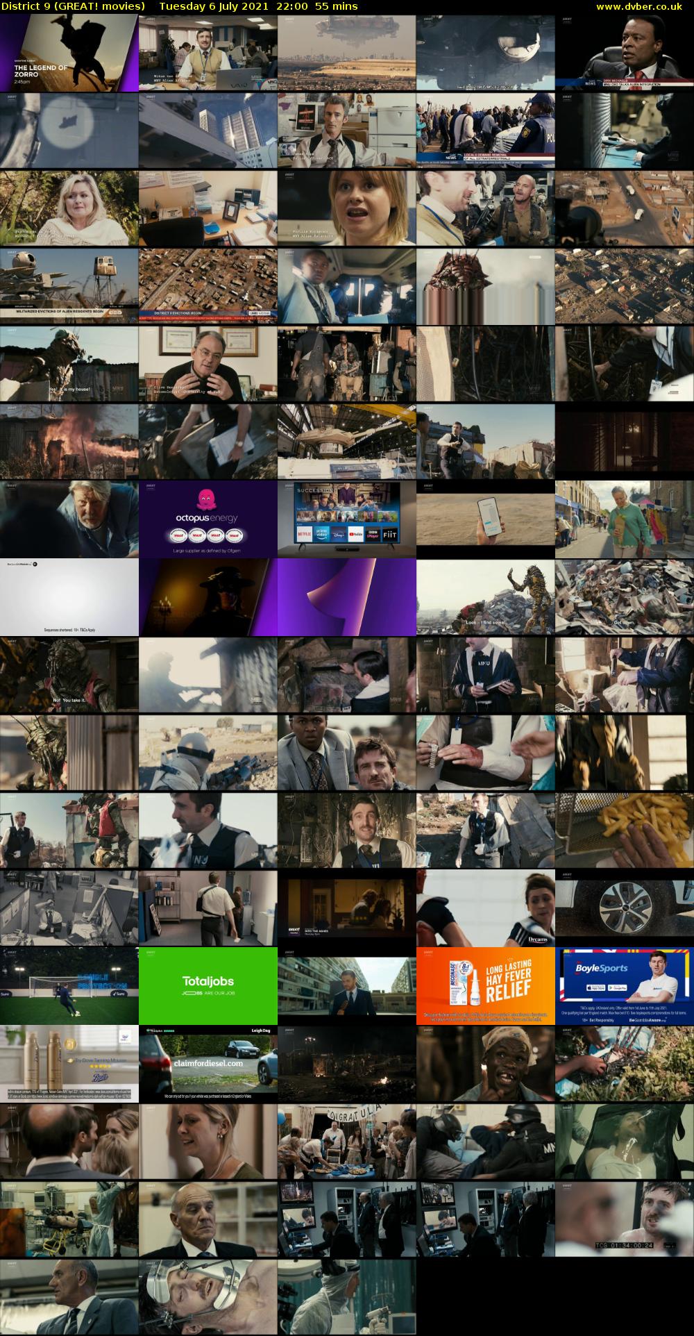 District 9 (GREAT! movies) Tuesday 6 July 2021 22:00 - 22:55