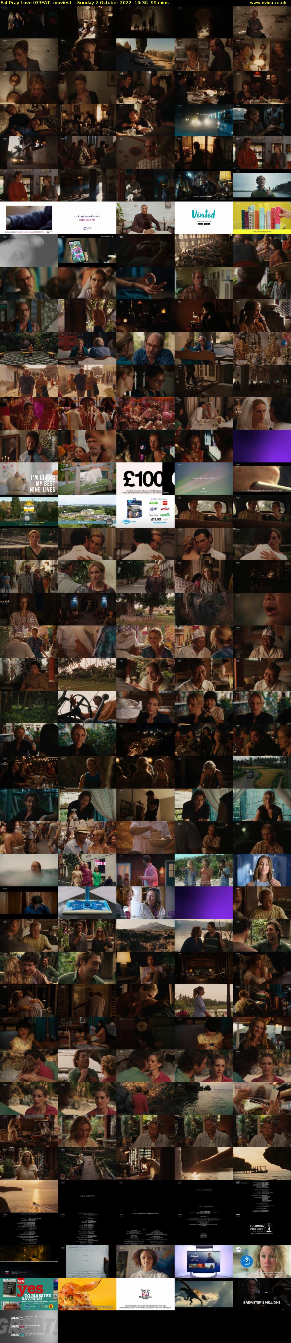 Eat Pray Love (GREAT! movies) Sunday 2 October 2022 16:36 - 18:15