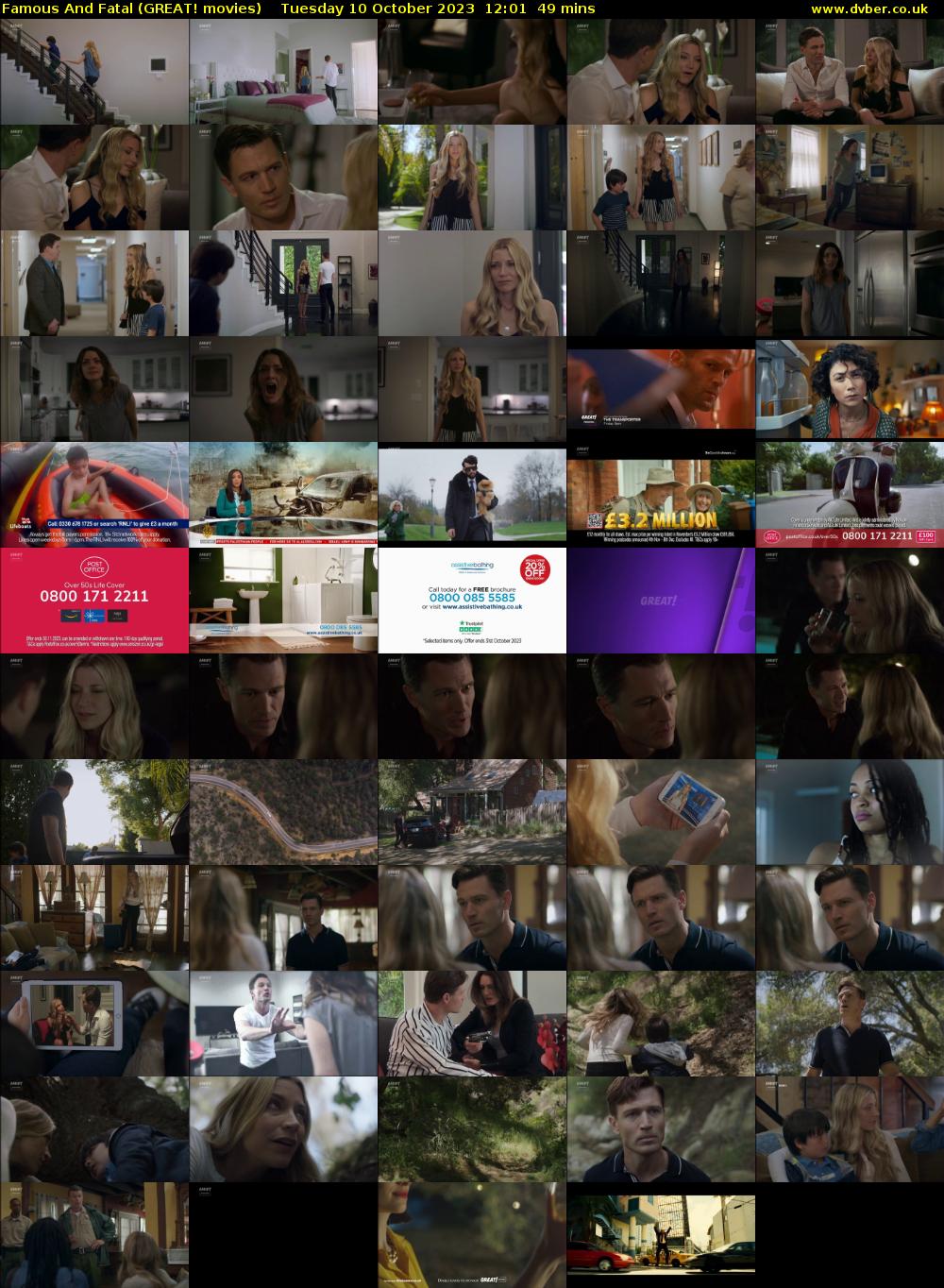 Famous And Fatal (GREAT! movies) Tuesday 10 October 2023 12:01 - 12:50