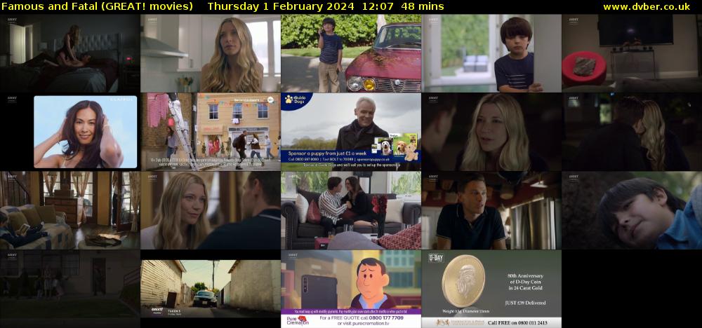 Famous And Fatal (GREAT! movies) Thursday 1 February 2024 12:07 - 12:55