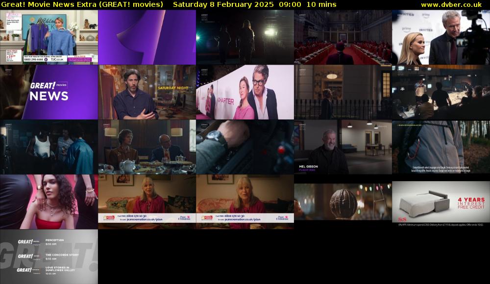 Great! Movie News Extra (GREAT! movies) Saturday 8 February 2025 09:00 - 09:10