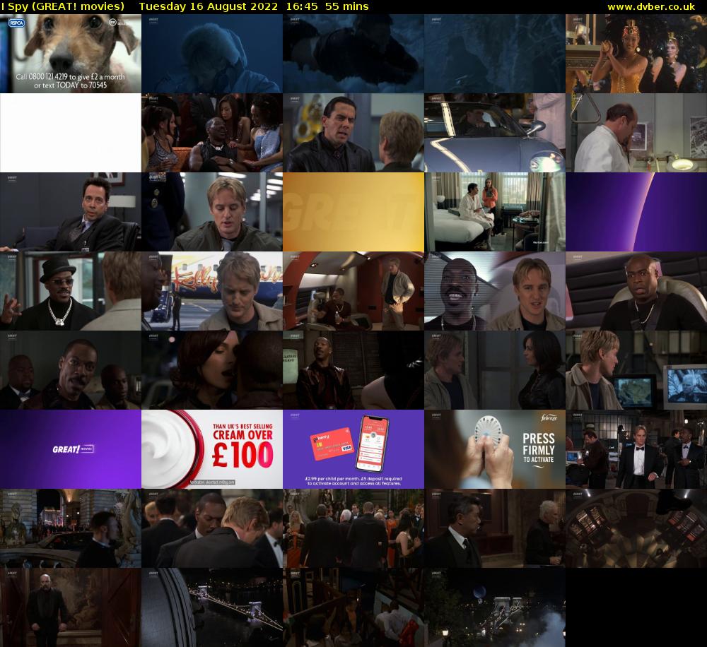 I Spy (GREAT! movies) Tuesday 16 August 2022 16:45 - 17:40