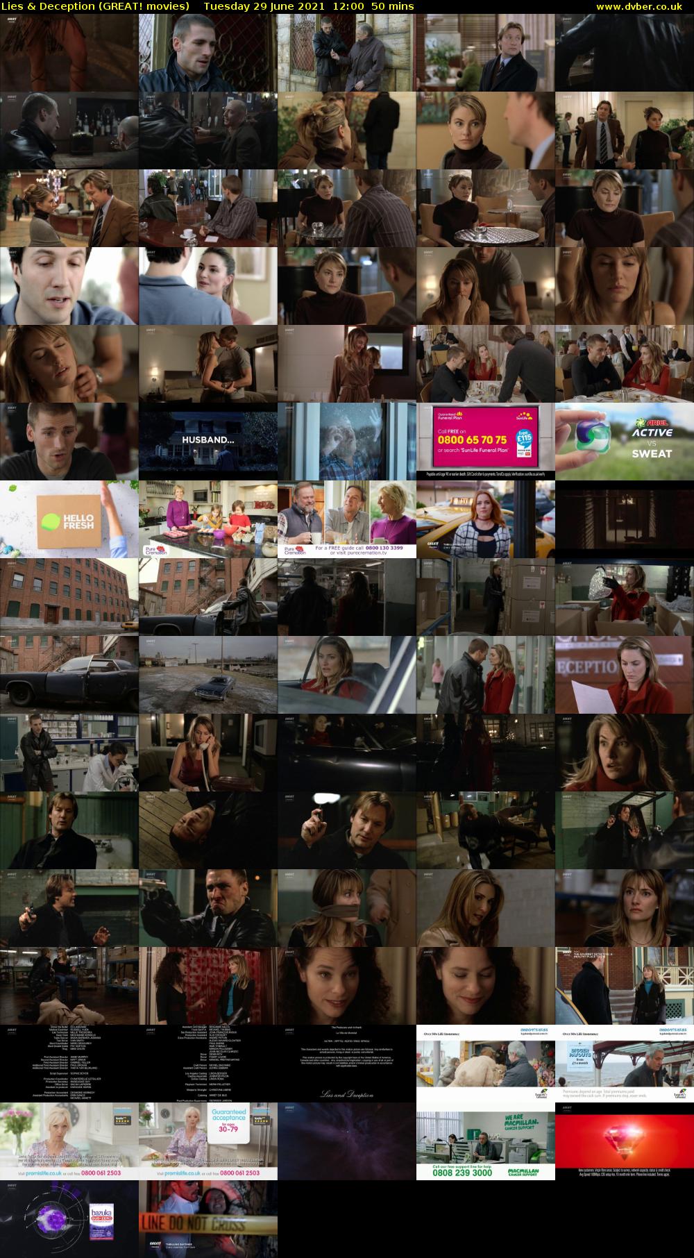 Lies & Deception (GREAT! movies) Tuesday 29 June 2021 12:00 - 12:50