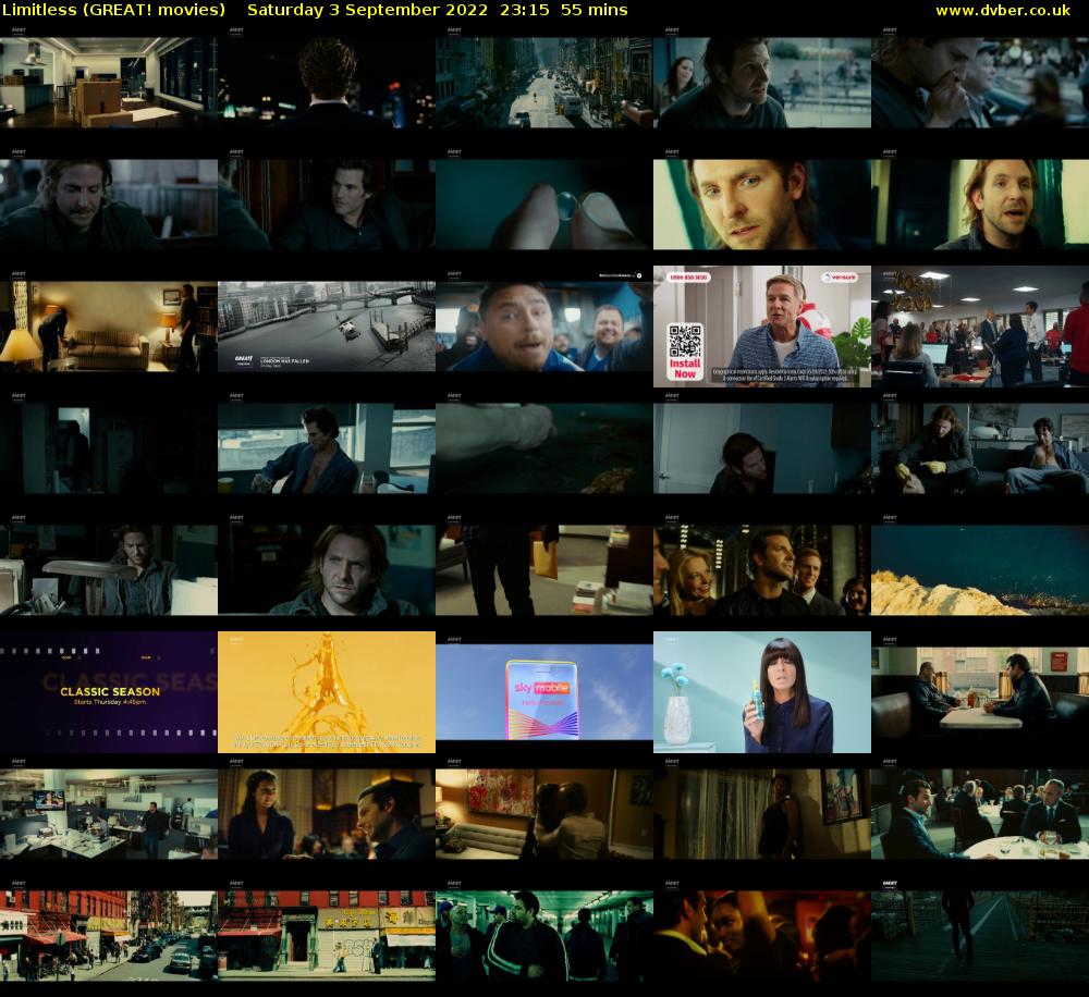 Limitless (GREAT! movies) Saturday 3 September 2022 23:15 - 00:10