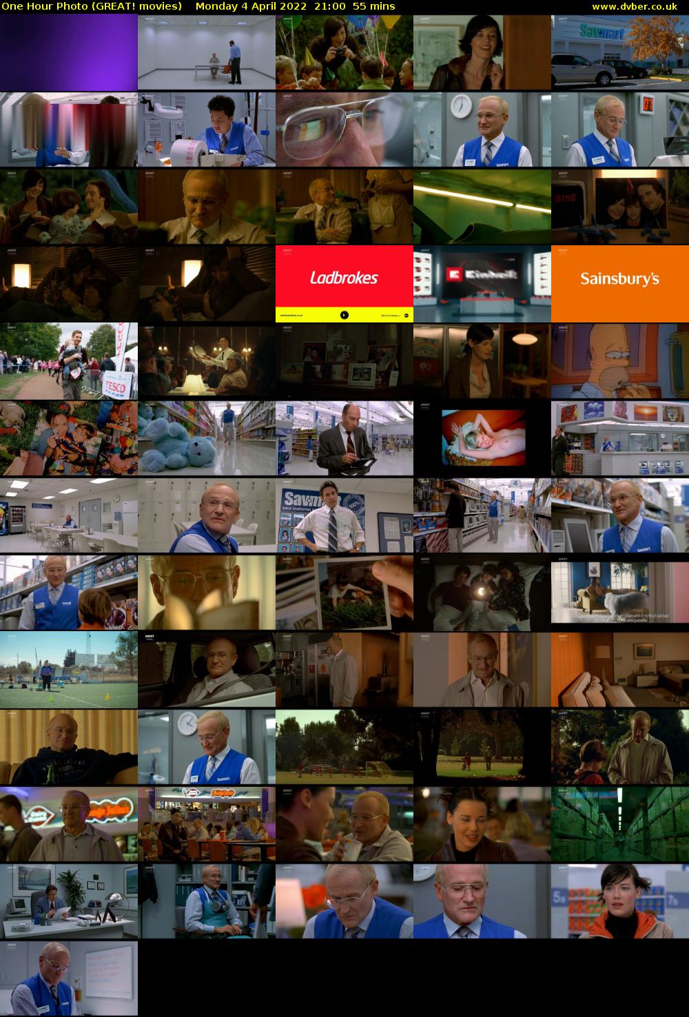 One Hour Photo (GREAT! movies) Monday 4 April 2022 21:00 - 21:55