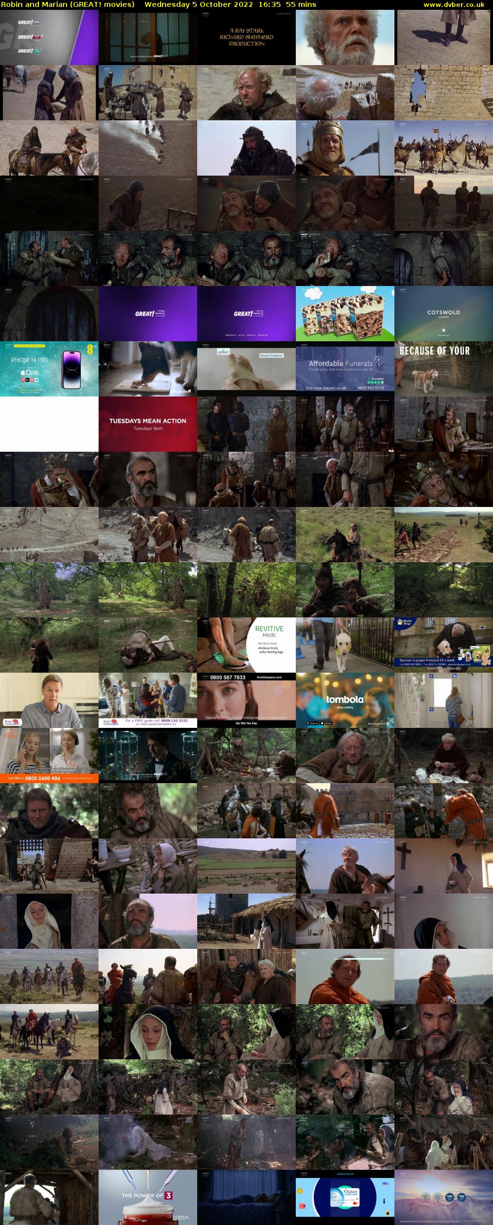 Robin and Marian (GREAT! movies) Wednesday 5 October 2022 16:35 - 17:30