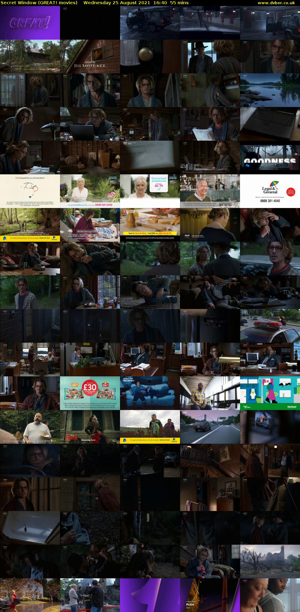 Secret Window (GREAT! movies) Wednesday 25 August 2021 16:40 - 17:35