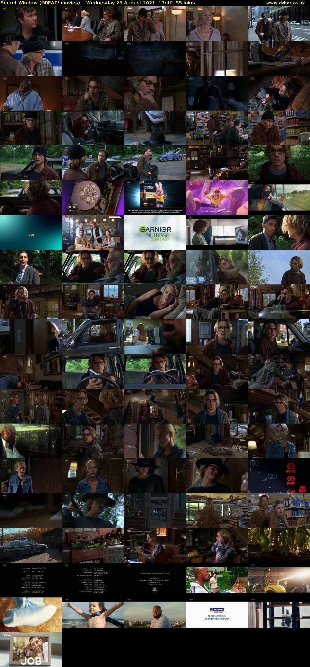 Secret Window (GREAT! movies) Wednesday 25 August 2021 17:40 - 18:35