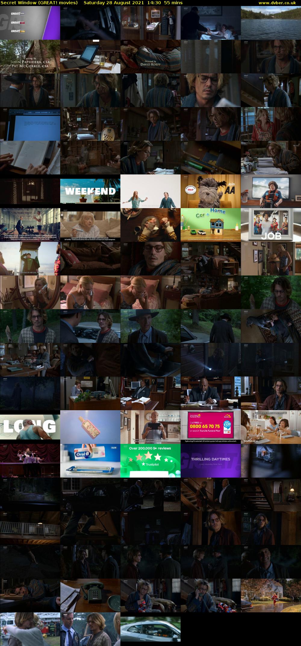 Secret Window (GREAT! movies) Saturday 28 August 2021 14:30 - 15:25