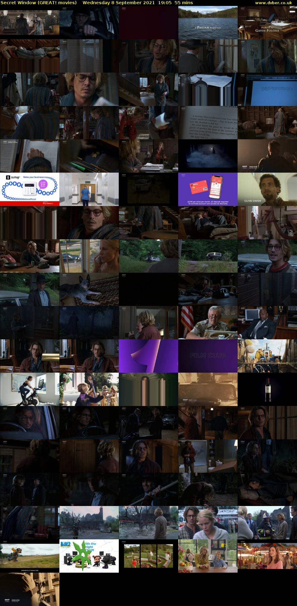 Secret Window (GREAT! movies) Wednesday 8 September 2021 19:05 - 20:00