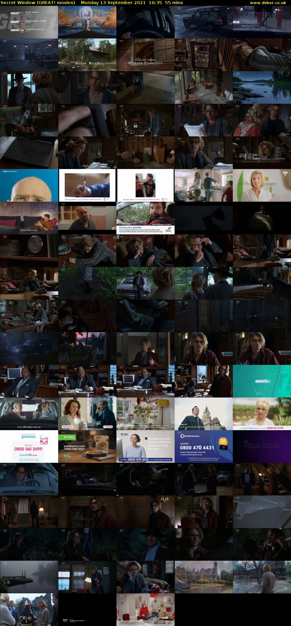 Secret Window (GREAT! movies) Monday 13 September 2021 16:35 - 17:30